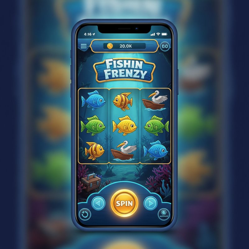 Fishin Frenzy slot running on a mobile device in portrait orientation with touch-friendly controls